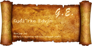 Györke Edvin névjegykártya